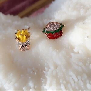- French fries & Hamburger 18K gold Vermeil Earrings